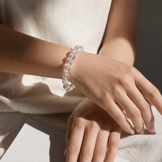 Cropped wrist view of Snow Azeztulite