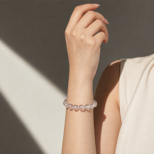 Cropped wrist view of White Topaz