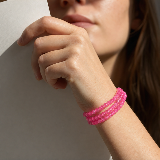 Cropped wrist view of Rhodonite