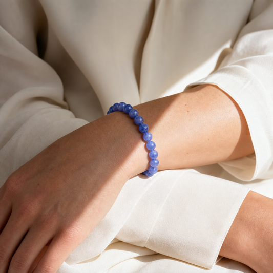 Cropped wrist view of Tanzanite