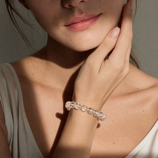Cropped wrist view of Silver Rutilated Quartz