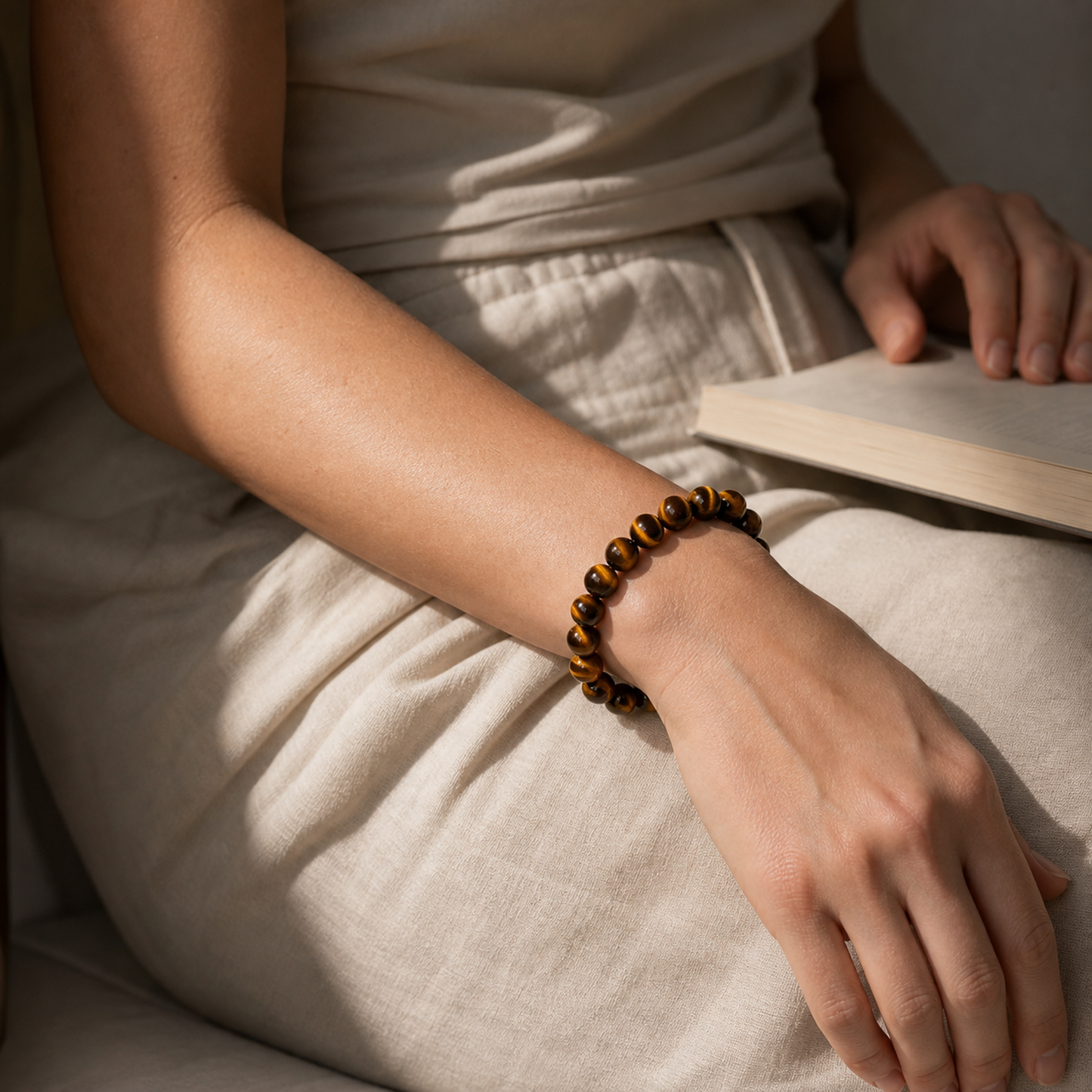 Close wrist detail of Tiger's Eye
