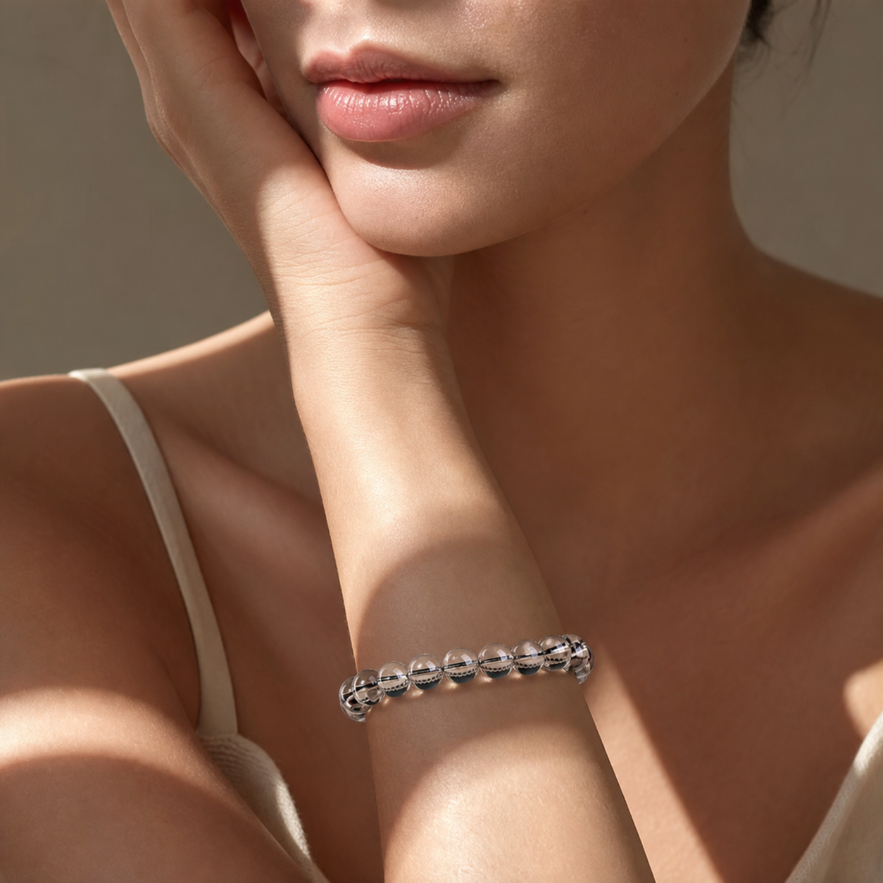 Close wrist detail of Smoky Quartz