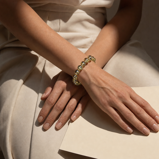 Cropped wrist view of Golden Smoky Quartz