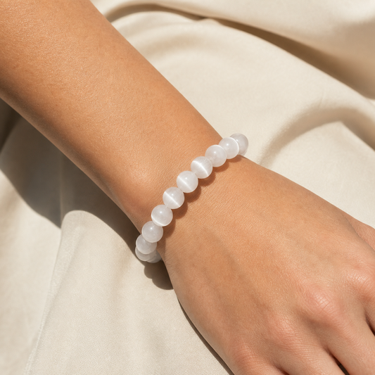 Cropped wrist view of White Rabbit Hair Quartz
