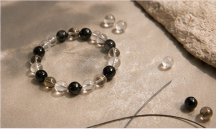 Finished black and clear crystal bracelet