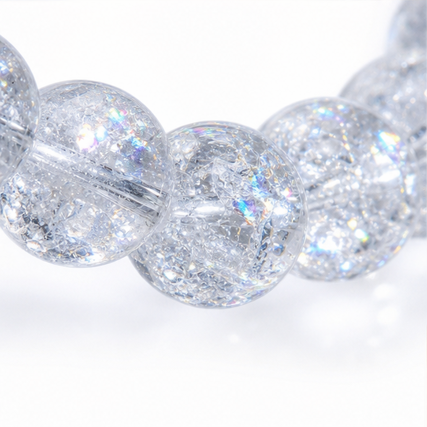 Close-up of Snow Azeztulite bead colour and surface detail