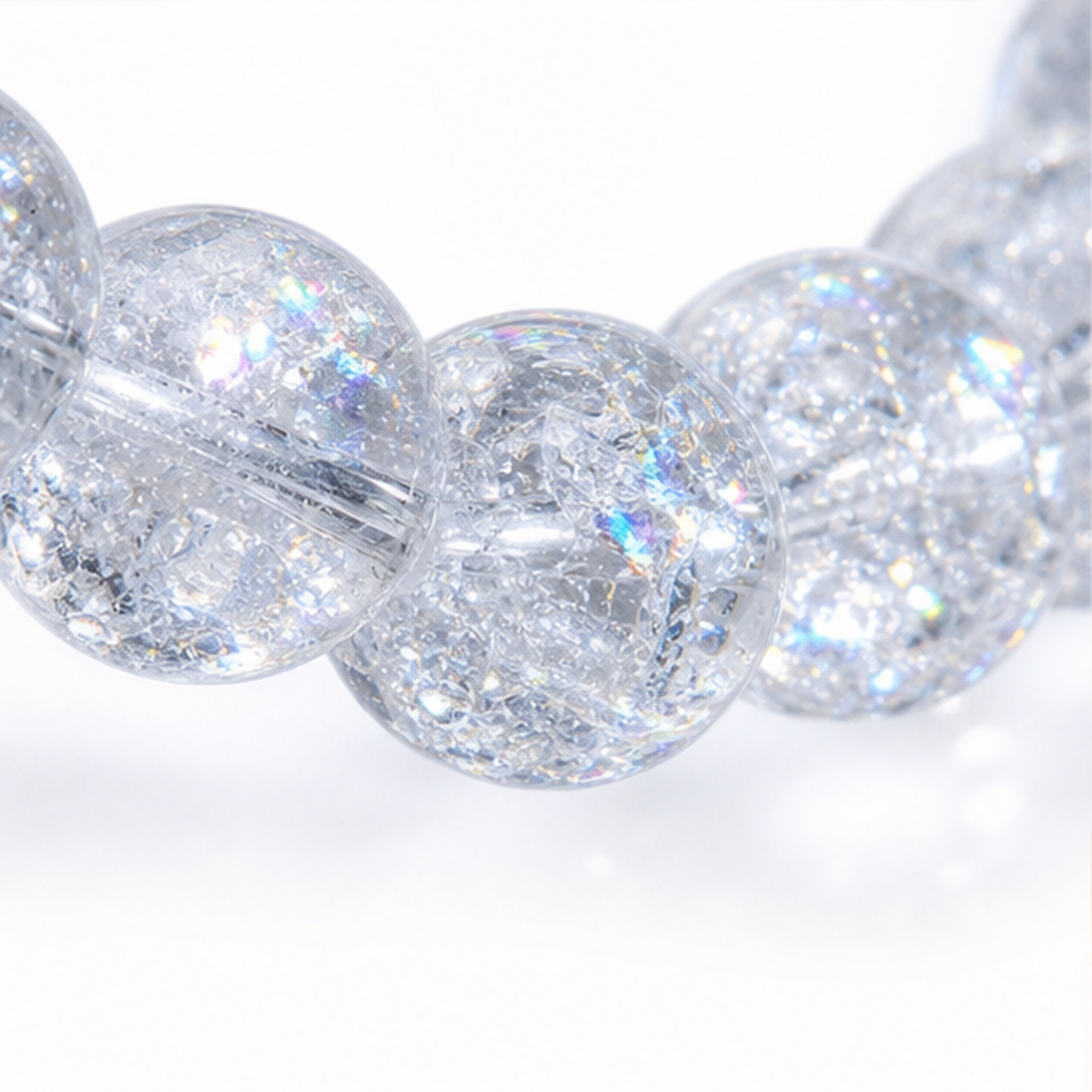 Close-up of Snow Azeztulite bead colour and surface detail
