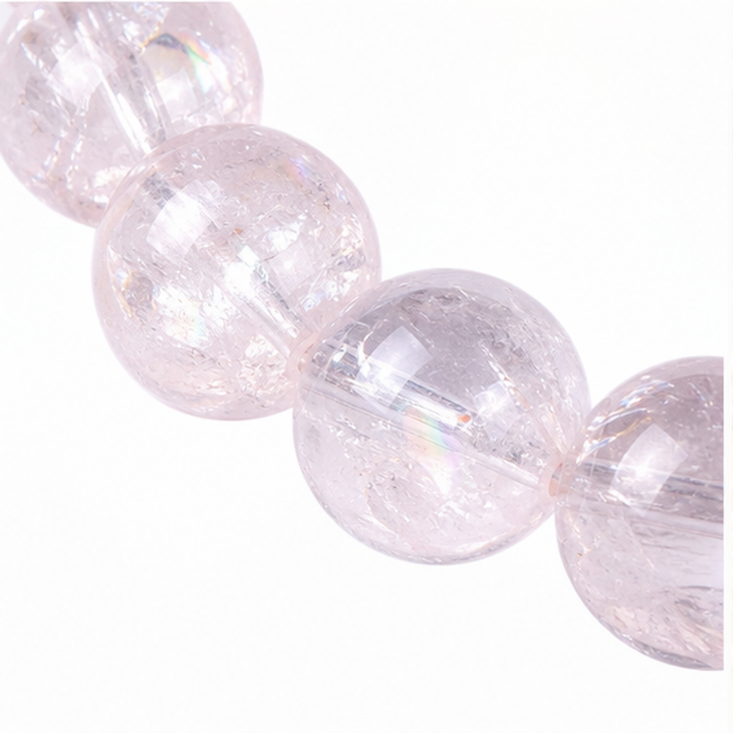 Close-up of Pink Azeztulite bead colour and surface detail