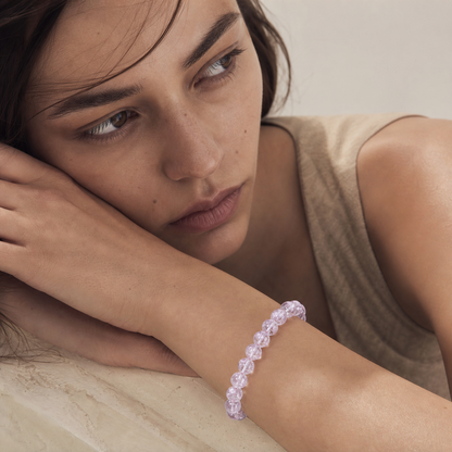 Pink Azeztulite worn by a woman