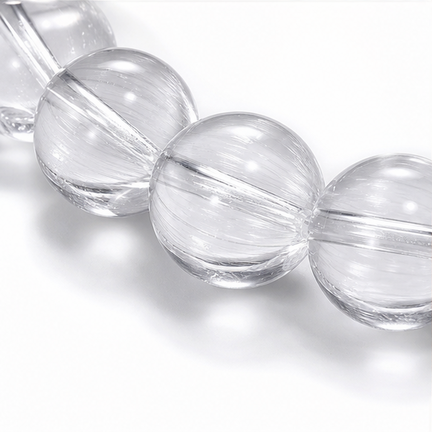 Close-up of White Topaz bead colour and surface detail
