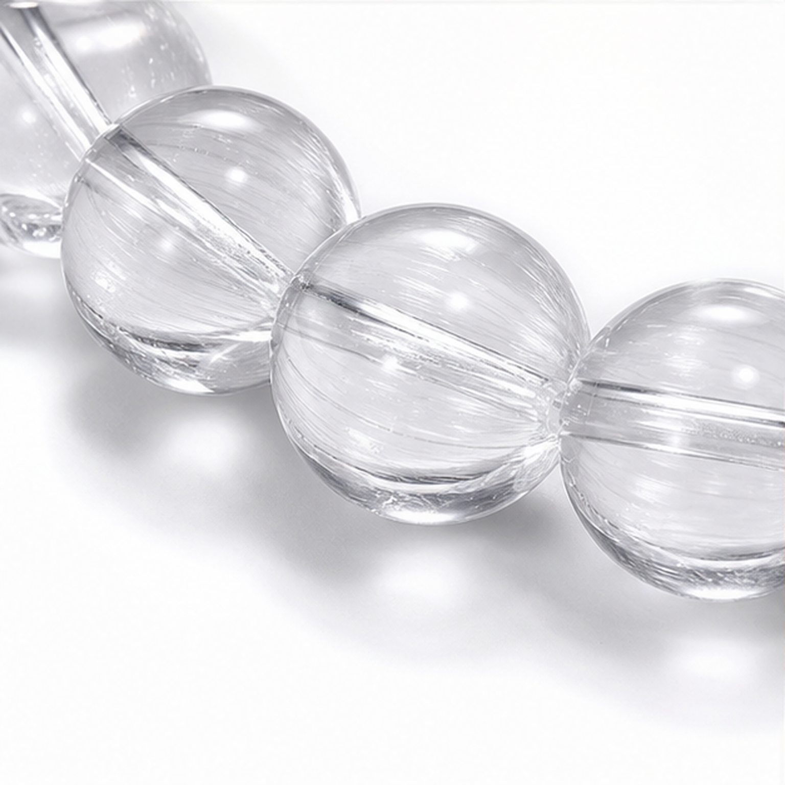 Close-up of White Topaz bead colour and surface detail