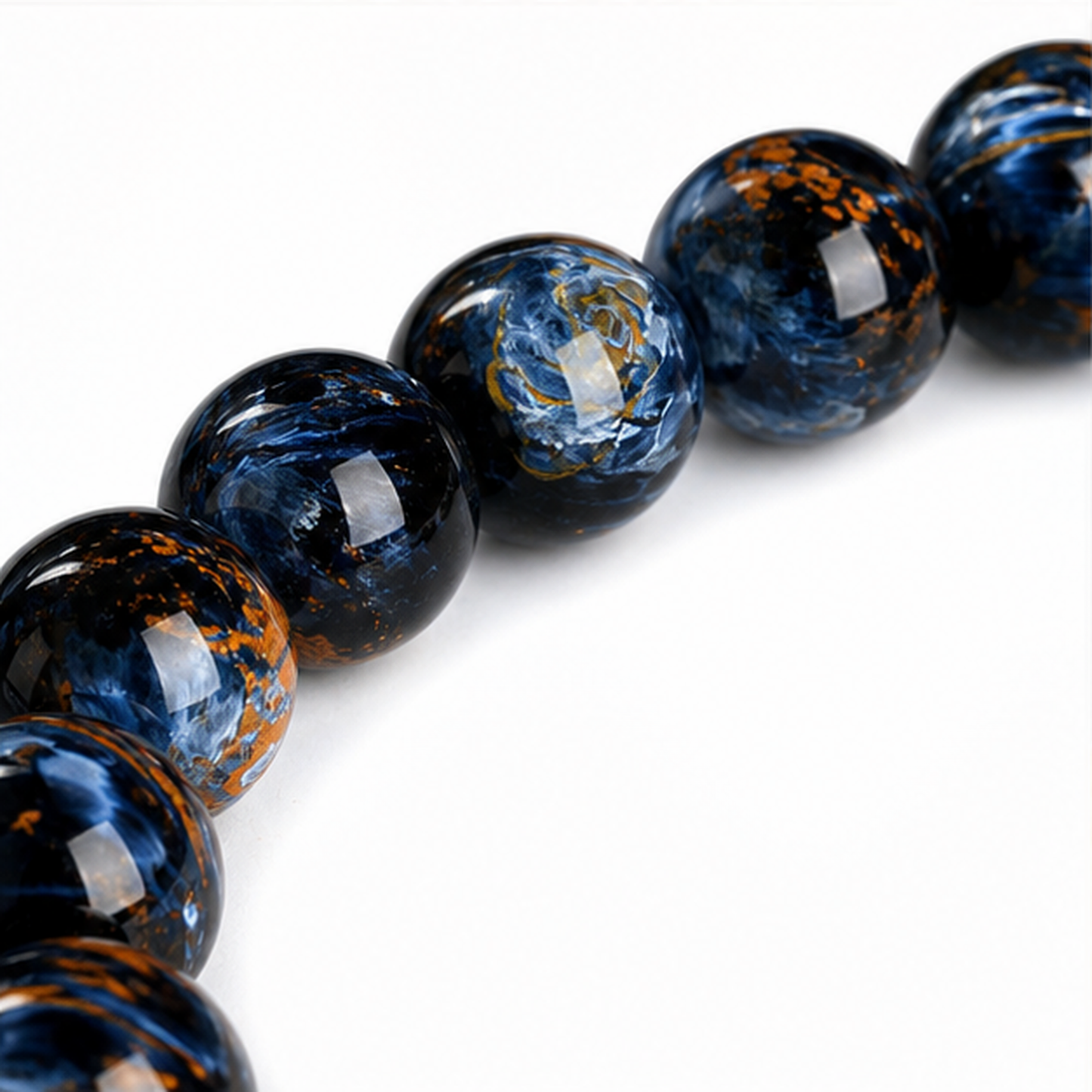 Close-up of Pietersite bead colour and surface detail