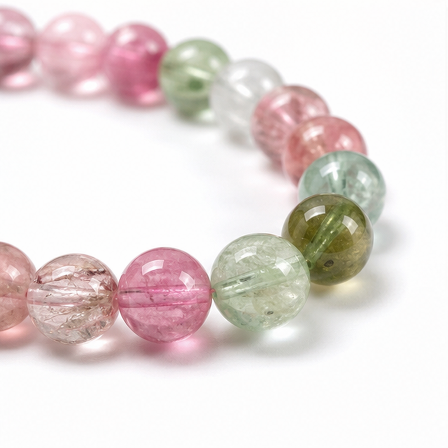 Close-up of Tourmaline bead colour and surface detail