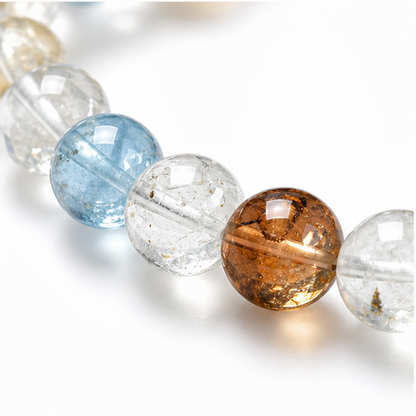 Close-up of Rainbow Topaz bead colour and surface detail