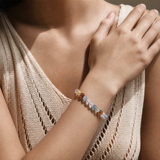 Cropped wrist view of Rainbow Topaz