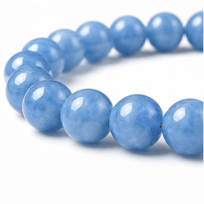 Close-up of Aquamarine bead colour and surface detail