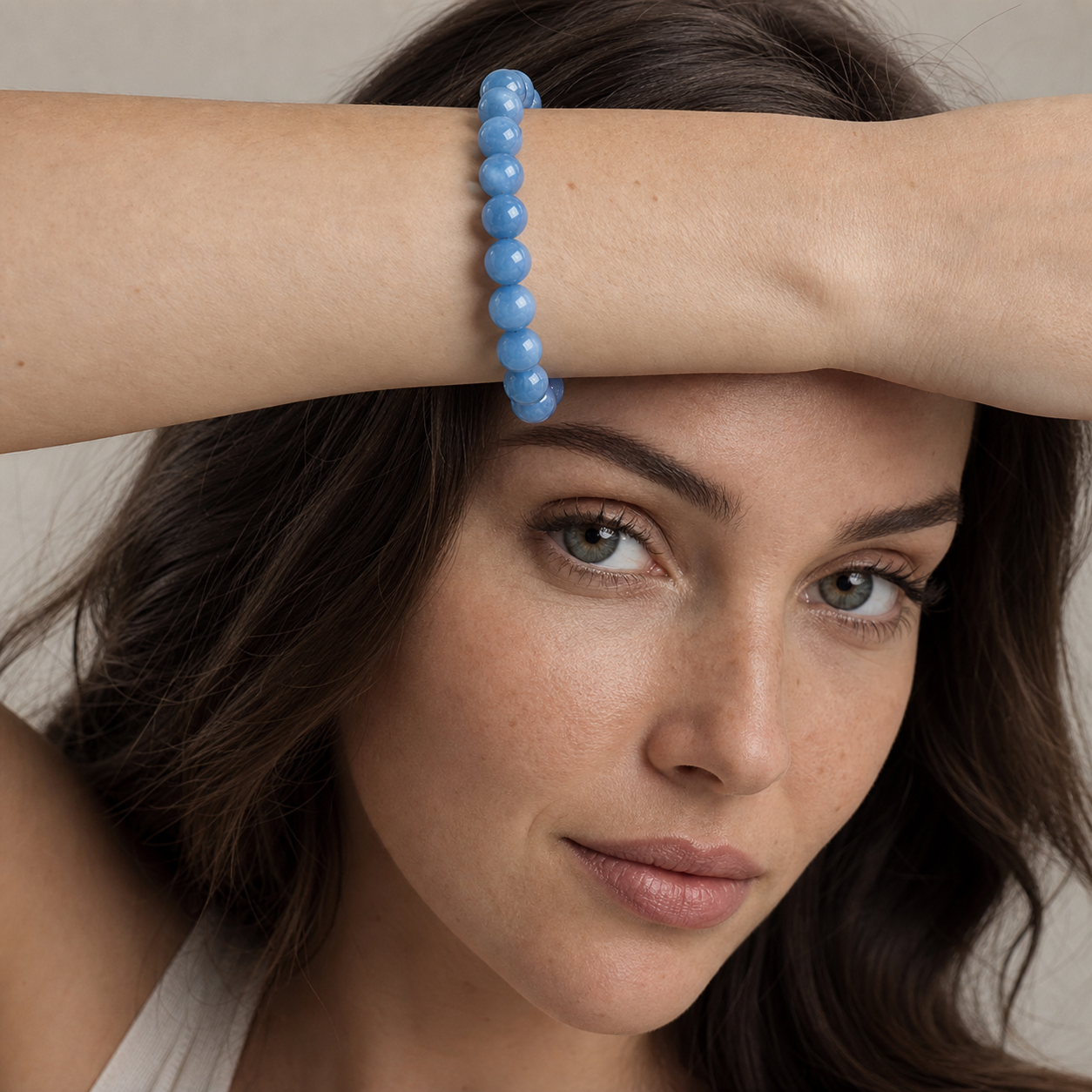 Aquamarine shown on a woman from a second angle