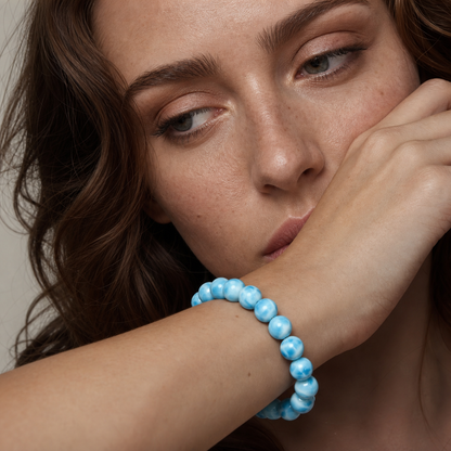Larimar worn by a woman