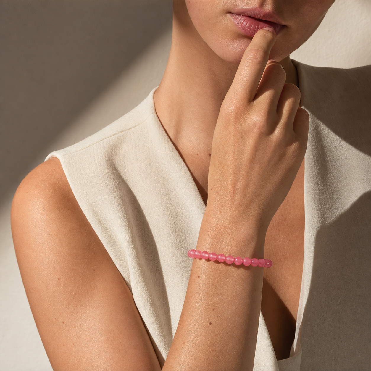 Cropped wrist view of Rhodochrosite