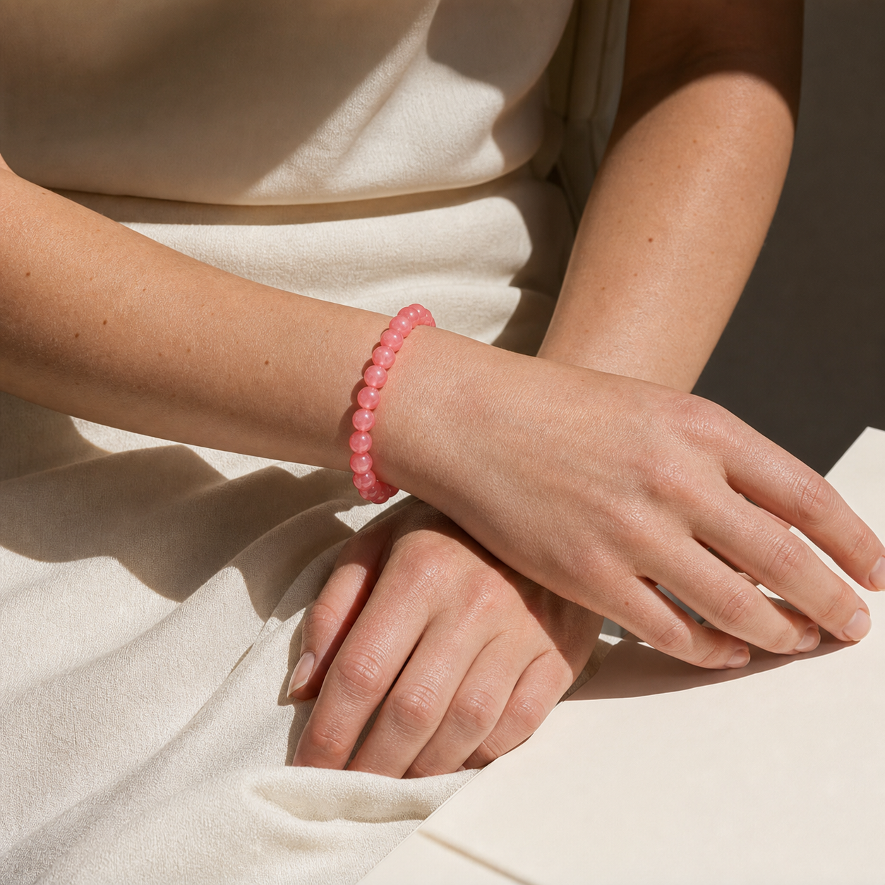 Close wrist detail of Rhodochrosite