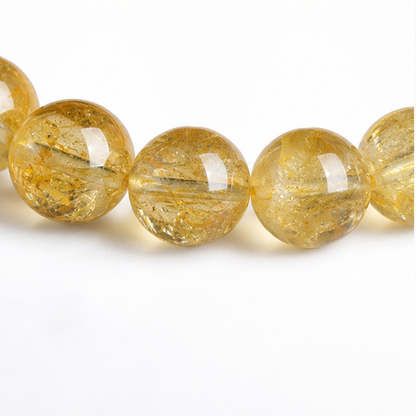 Close-up of Yellow Topaz bead colour and surface detail