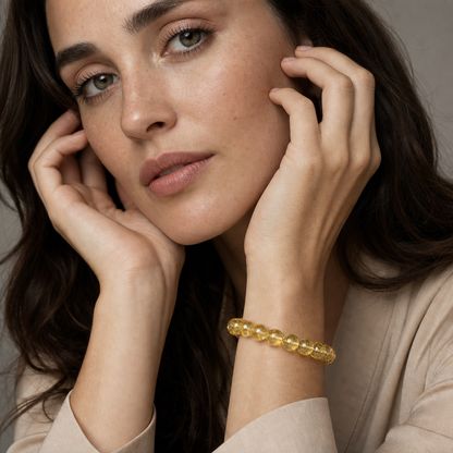Yellow Topaz shown on a woman from a second angle