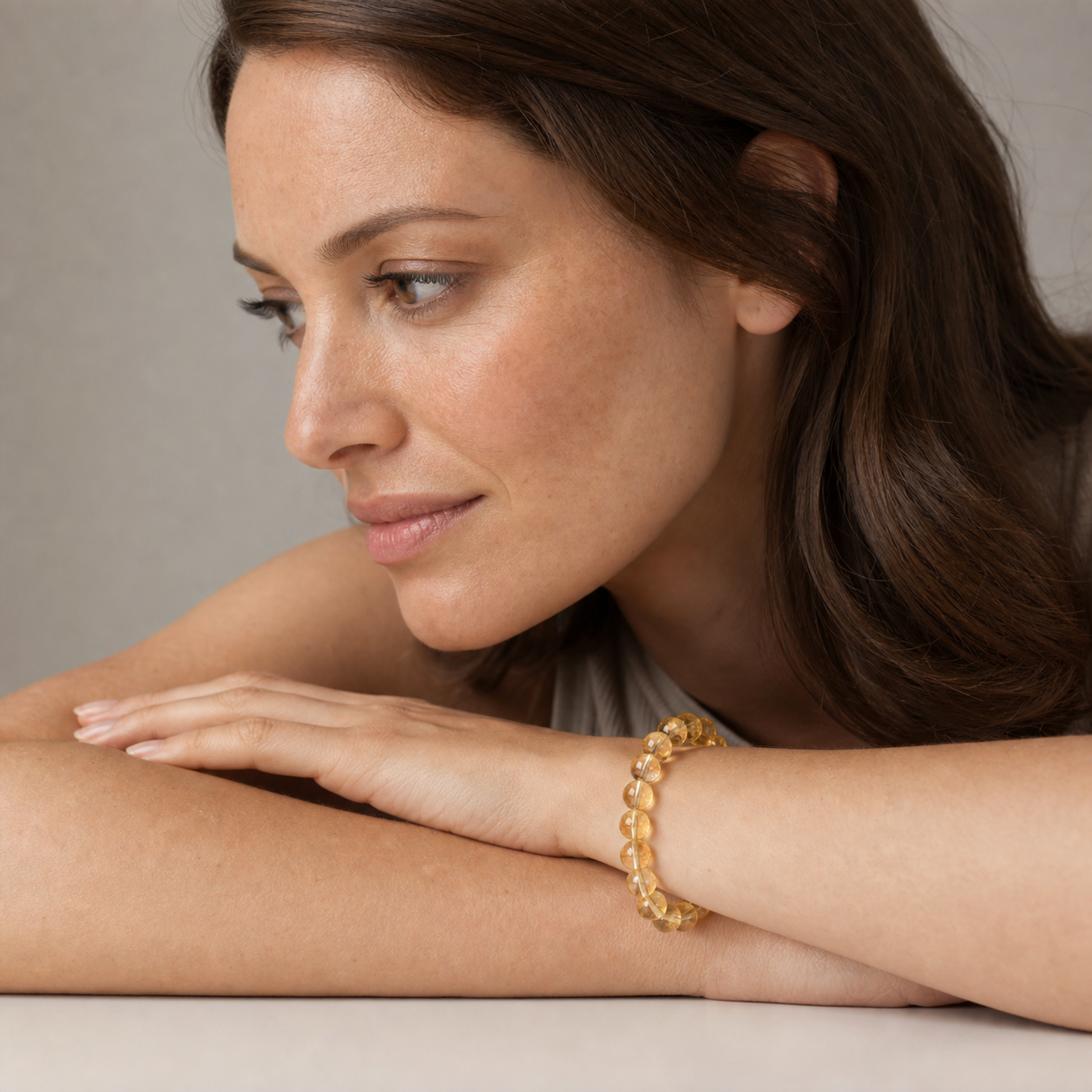 Yellow Topaz styled on a woman in a close product view