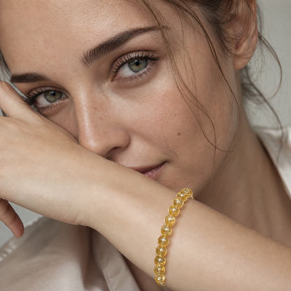 Yellow Topaz worn by a woman with the bracelet in focus