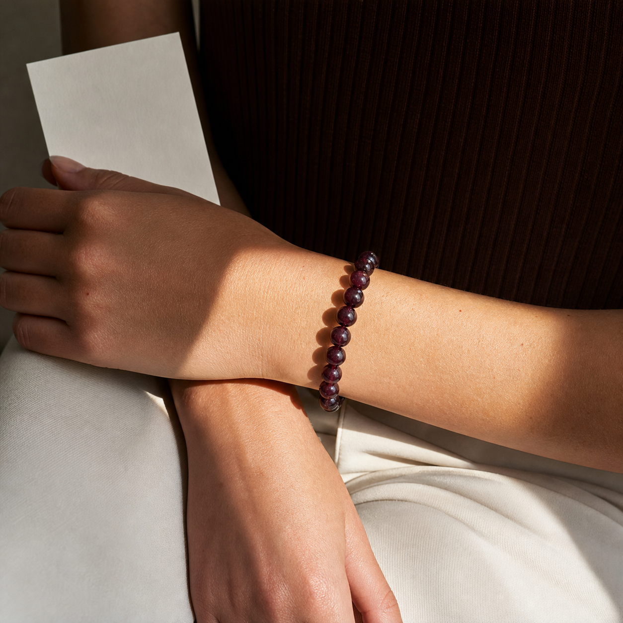 Cropped wrist view of Iolite