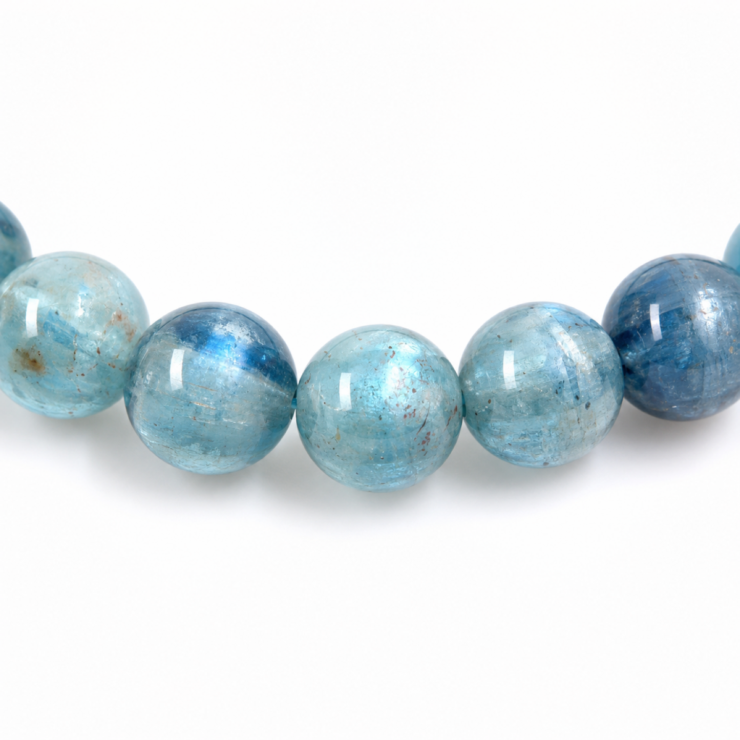 Close-up of Kyanite bead colour and surface detail