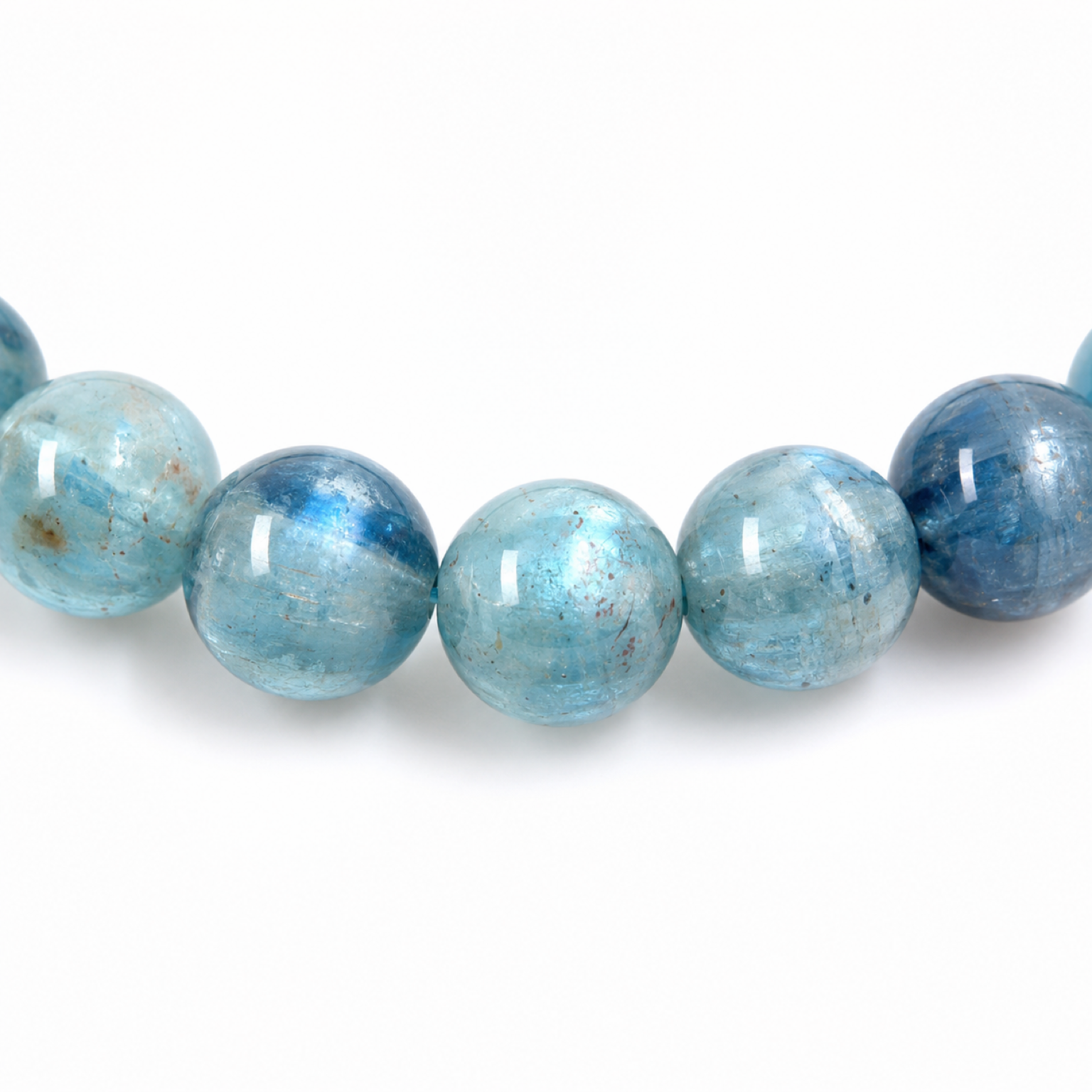 Close-up of Kyanite bead colour and surface detail