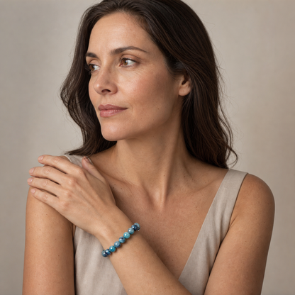 Kyanite worn by a woman