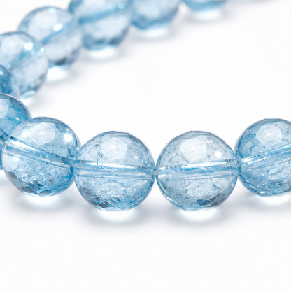 Close-up of Blue Topaz bead colour and surface detail