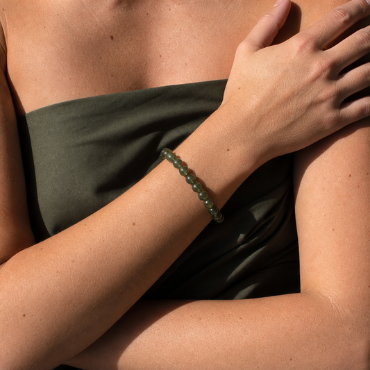 Cropped wrist view of Green Apatite