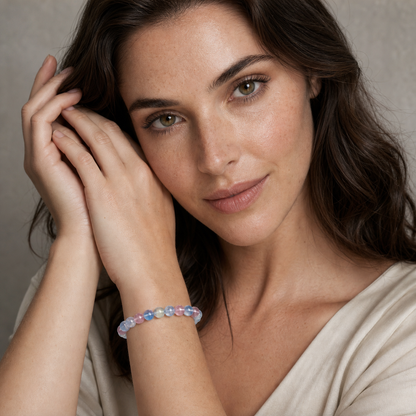 Morganite shown on a woman from a second angle