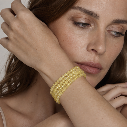Prehnite styled on a woman in a close product view