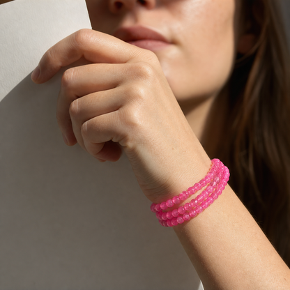 Cropped wrist view of Rhodonite