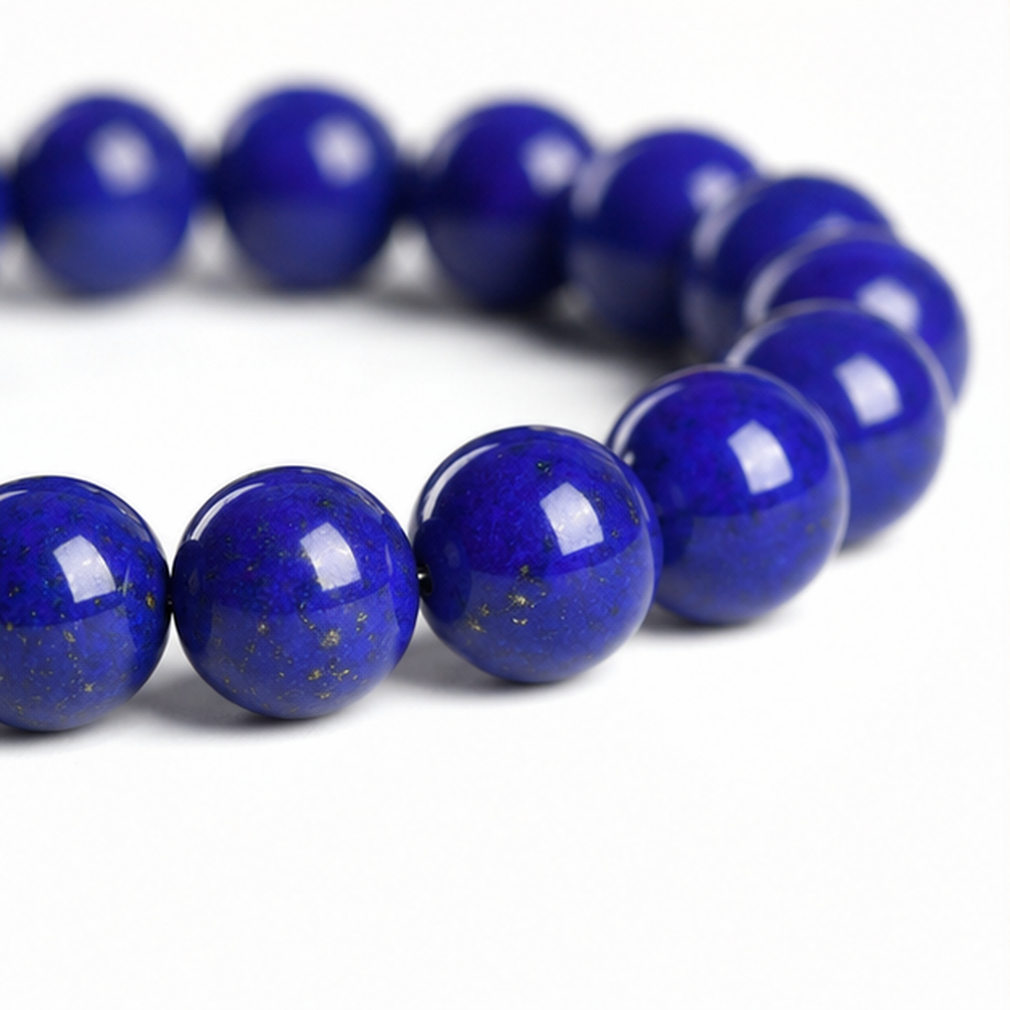 Close-up of Lapis Lazuli bead colour and surface detail