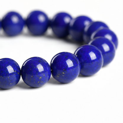 Close-up of Lapis Lazuli bead colour and surface detail
