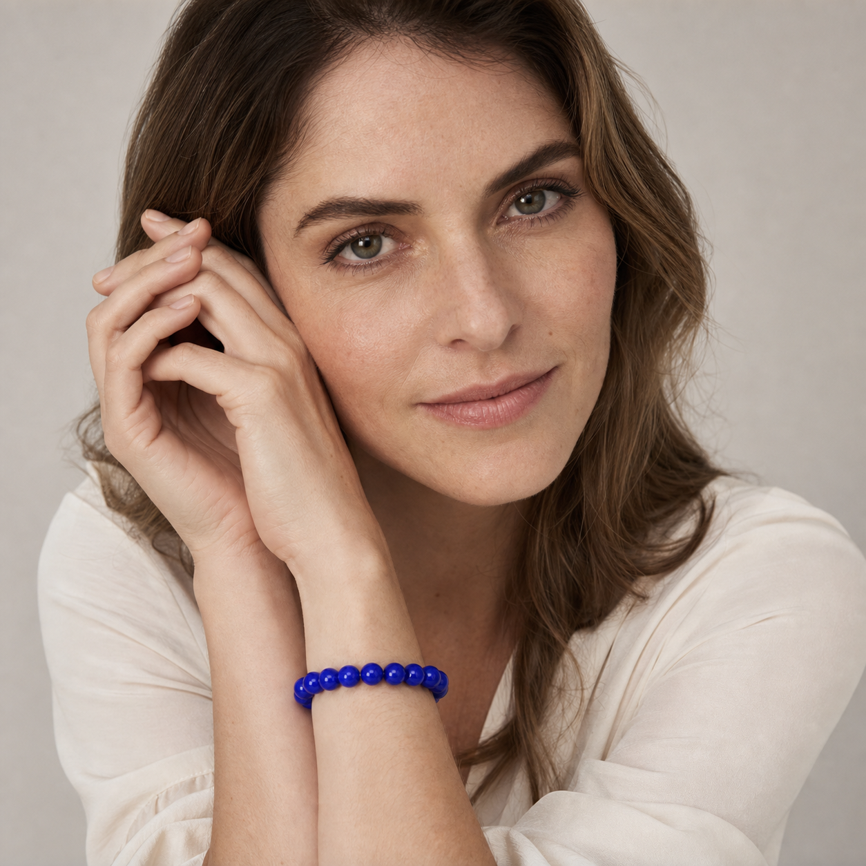 Lapis Lazuli shown on a woman from a second angle