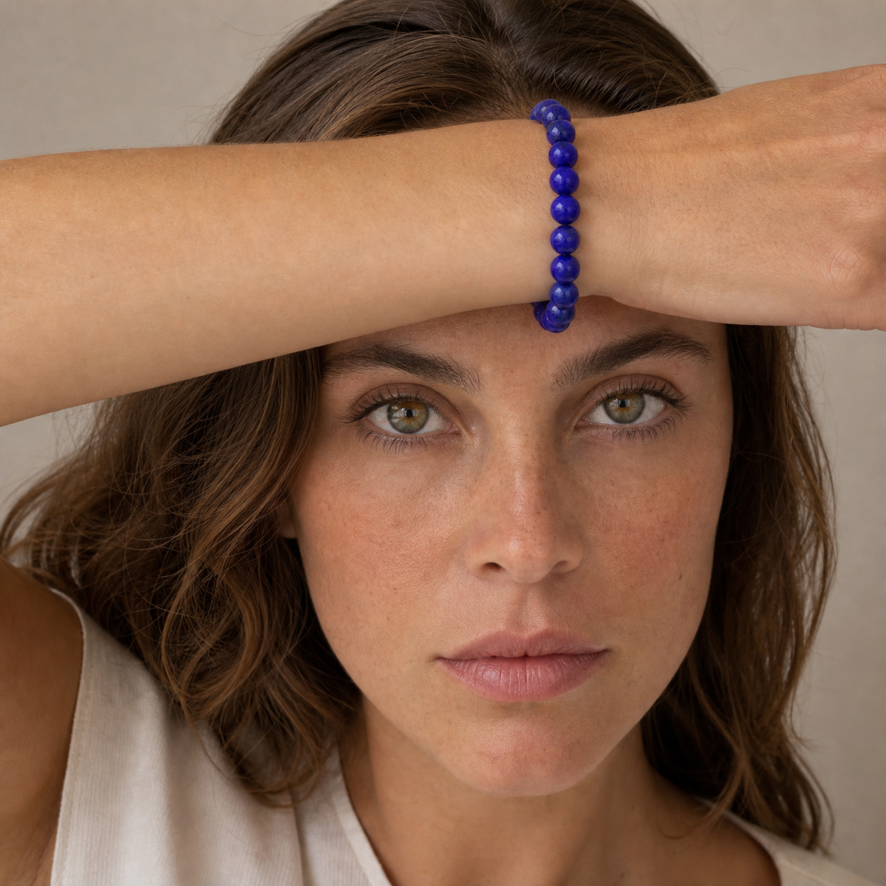 Lapis Lazuli styled on a woman in a close product view