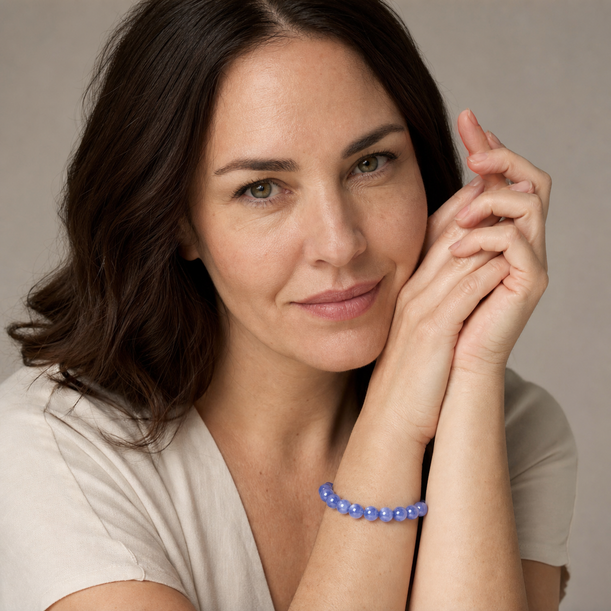 Tanzanite worn by a woman