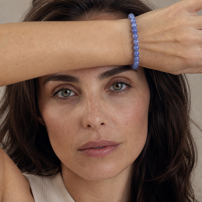 Tanzanite shown on a woman from a second angle