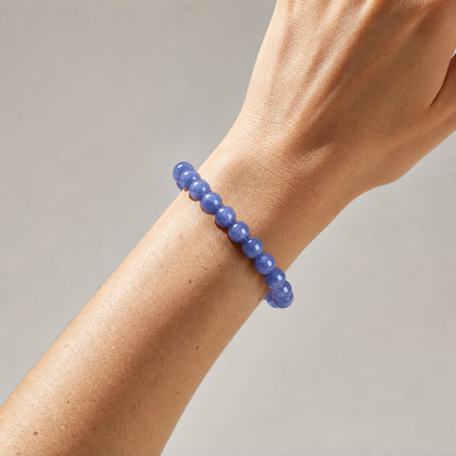 Close wrist detail of Tanzanite