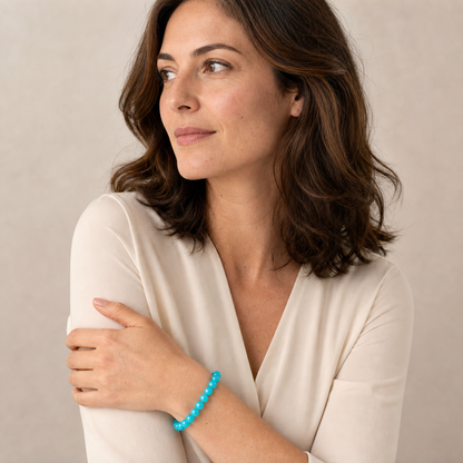 Amazonite styled on a woman in a close product view