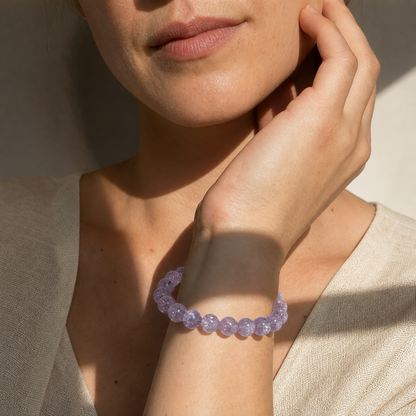 Close wrist detail of Kunzite