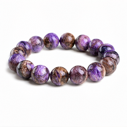 Charoite on a white background