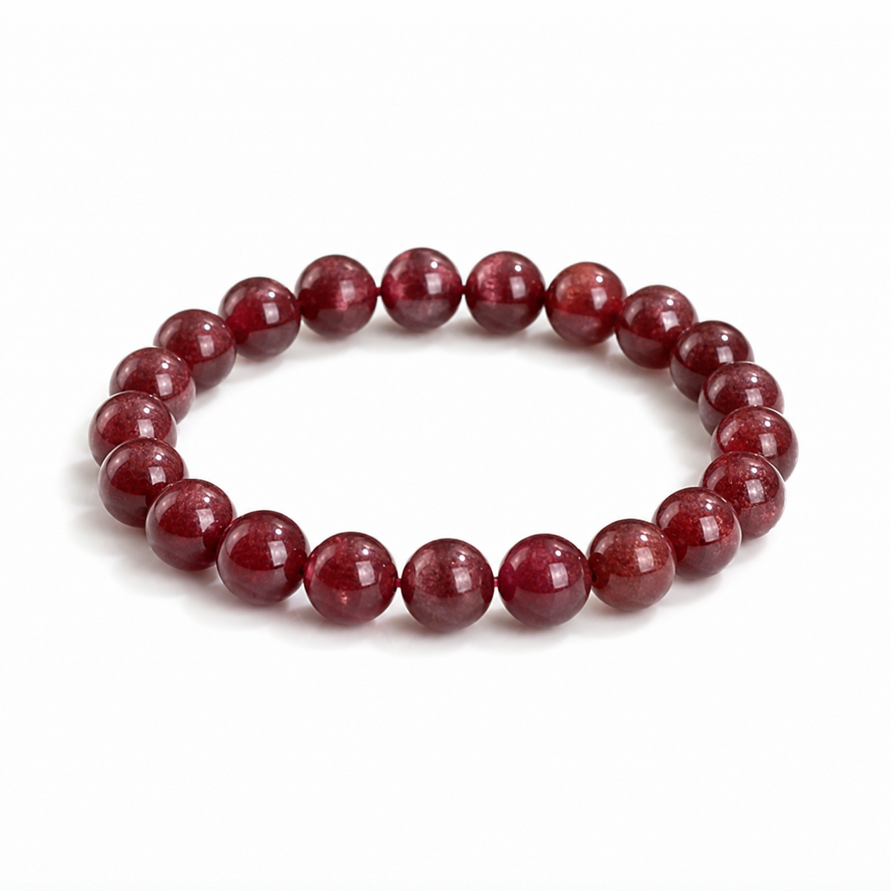 Cherry Red Strawberry Quartz on a white background