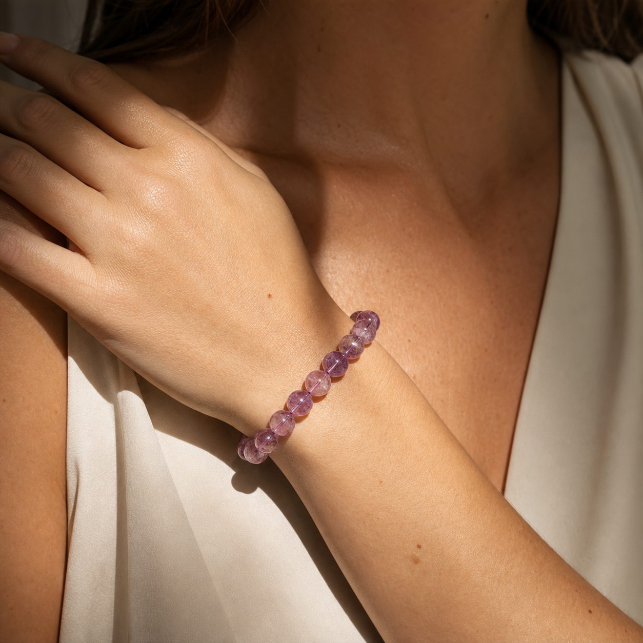Cropped wrist view of Pink & Purple Super Seven